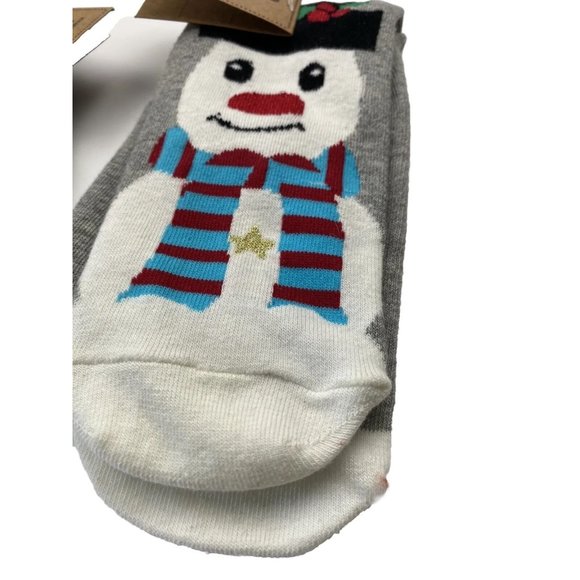 Christmas Snowman Red Nose Reindeer Women’s Festive Christmas Socks 2 Pairs New - Picture 4 of 9